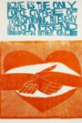 ‡ PAUL PETER PIECH (American-Welsh 1920-1996) woodcut - Martin Luther King, 'Love is the Only