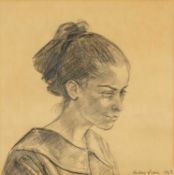 ‡ ANDREW VICARI (Welsh b.1932) pencil on paper - portrait of a young lady, fully signed and dated