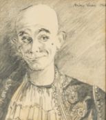 ‡ ANDREW VICARI (Welsh b.1932) pencil on paper - figure in embroidered gown, fully signed, dated