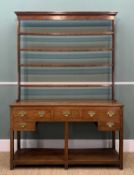 EARLY 19TH. C OAK WELSH DRESSER, of small proportions, open four-shelf rack, fitted with five