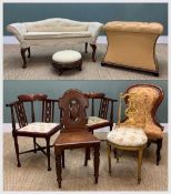 ASSORTED SEATING FURNITURE including, Victorian ladies balloon back nursing chair, oak hall chair,