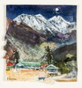 ‡ PETER KETTLE RCA (British Contemporary) litter collage - 'Tengboche Monastery - Moonlight',