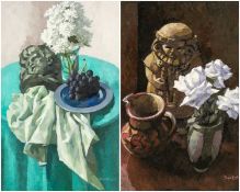 BRYN RICHARDS (Welsh, 1922-2023) oil on canvas - still life with flowers, signed, dated verso