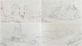 BRITISH SCHOOL (circa 1840) four pencil drawings - 'Interior of Llansteffan Castle', 'Green castle
