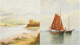 JAMES DRUMMOND (Scottish 1816-1877) two watercolours - comprising river scene and boating scene,