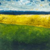 ‡ ESTHER ECKLEY (Welsh b.1977) oil on board - entitled verso, 'Tir a Mor II / Land and Sea II', 30 x