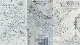 THREE ANTIQUE JOHN SPEEDE UNCOLOURED MAPS, 'Breknoke', 'Flintshire' and 'Montgomery Shire' (3)