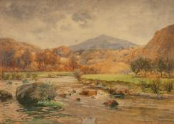 HENRY JOHN LYON (English 1862 - 1938) watercolour - entitled verso 'A Grey Day on the Lledr',