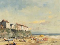 ‡ IVAN TAYLOR (Welsh b. 1946) oil on board - South Beach, Tenby, signed, 29 x 39cms Provenance: