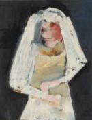‡ JACQUELINE ALKEMA (Dutch-Welsh b.1948) oil on paper - The Bride, inscribed on paper label verso,