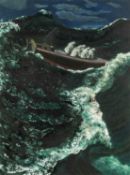 PHILIP MUIRDEN (Welsh 1932 - 2023) mixed media - entitled verso 'Illegal Immigrants', signed, 73 x