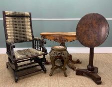 ASSORTED OCCASIONAL FURNITURE: comprising mid-Victorian carved walnut card table, folding top with
