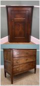 19TH C. CONTINENTAL WALNUT 3-DRAWER CHEST, 121.5 (w) x 55 (d) x 104cms (h) together with the 18TH C.