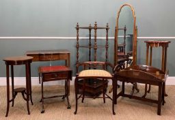 ASSORTED OCCASIONAL FURNITURE including bow front side table, reproduction butler's tray on stand,