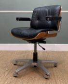 KARL DITTERT FOR STOLL GIROFLEX: OFFICE CHAIR, shaped teak plywood seat and back panel, black