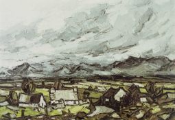 ‡ SIR KYFFIN WILLIAMS RA (Welsh 1918-2006) colour print -Ynys Mon /Anglesey landscape with
