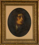 EARLY 19TH C. BRITISH SCHOOL oil on canvas - head and shoulders portrait of a young man, oval