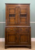 19TH C. WELSH JOINED DEAL 'BREAD & CHEESE' CUPBOARD, Caernarfonshire, shallow cornice above panelled