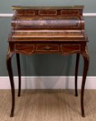 REPRODUCTION LOUIS XV PIANO TOP & FAUX VERNIS MARTIN BONHEUR DU JOUR, brass gallery top, gilt