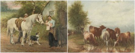 THOMAS SCAIFE (British 19th / 20th Century) oil on canvas - entitled 'Labour and Love', fully signed