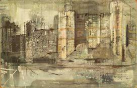 ‡ JOHN PIPER (English worked Wales 1903-1992) colour print on M.P.B.W wooden plaque - view of