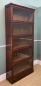 MAHOGANY GLOBE WERNICKE TYPE STACKING LIBRARY BOOKCASE, five tiers with upper bevelled glass doors