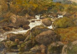 WILLIAM J. CORAH (British 1842-1922) watercolour - fast flowing stream, signed, 37 x 53cms