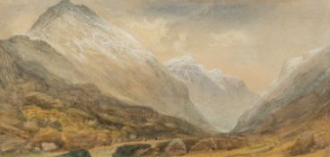 DAVID COX JR. (English 1805-1885) watercolour - entitled verso 'Snowdon, North Wales', unsigned,