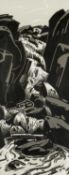‡ SIR KYFFIN WILLIAMS RA (Welsh 1918-2006) linocut - waterfall, 62 x 25cms Provenance: private