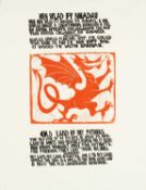 ‡ PAUL PETER PIECH (American-Welsh 1920-1996) two colour woodcut - the Welsh National Anthem, 'Hen