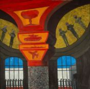 PHILIP MUIRDEN (Welsh 1932 - 2023) large oil on canvas - entitled verso 'Mosaics of Now Number 3',