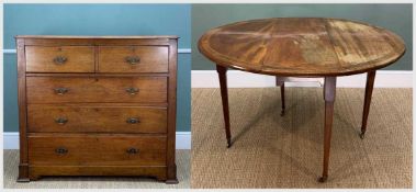 EDWARDIAN MAHOGANY GATELEG TABLE, crossbanded and chequer-strung, 101cms (w); and EDWARDIAN WALNUT