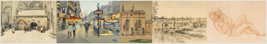 VARIOUS ARTISTS comprising, GEORG ERLICH (1897-1966), conte/pastel - mother and child, signed and