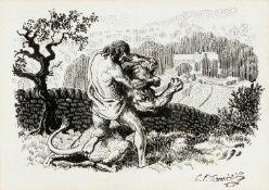 ‡ CHARLES FREDERICK TUNNICLIFFE RA OBE (English, worked Wales 1901-1979) ink drawing - Samson and