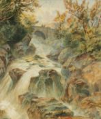 WILLIAM JOSEPH WADHAM (English 1863-1950) watercolour - the Conwy river at Betws y Coed with Pont-