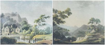 AFTER THOMAS WALMSLEY hand coloured aquatint engraving - 'View of Nant y Belan' and another by the
