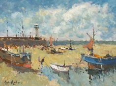 ‡ JOHN AMBROSE (British 1931-2010) oil on board - Cornish beachscape, signed, 29 x 39cms Provenance: