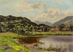 ALFRED OLIVER (English lived Wales 1886 - 1921) oil on board - Eryri (Snowdonia) landscape,