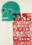 ‡ PAUL PETER PIECH (American-Welsh 1920-1996) lithograph - image and quote from Mahatma Gandhi, 'The