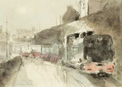 ‡ WILLIAM SELWYN (Welsh b.1933) watercolour and pencil - Welsh Highland Railway locomotive at