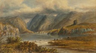 HARRY WILLIAMS (of Liverpool 1831-1877) watercolour - Llanberis with Yr Wyddfa (Snowdon) behind