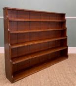19TH C. MAHOGANY WATERFALL OPEN BOOKCASE, with deal backboard, 106 (h) x 146 (w) x 23cms (d)