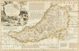 T. KITCHEN coloured and tinted antiquarian map of Cardiganshire, 35 x 53cms Provenance: private