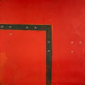 ‡ RIDUAN TOMKINS (British 1941-2009), oil on canvas - red figures, signed and dated verso '77, 136 x