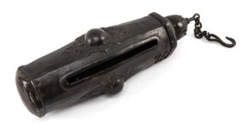 MAJAPAHIT-STYLE METAL SLIT GONG, octagonal section with bosses, ancient script, foliate top and