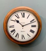 LATE 19TH C. MAHOGANY DIAL CLOCK, F. Kleiser, Mumbles, painted 13in Roman dial, brass frame to