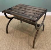 CAST METAL & STAINED PINE TABLE, with bowed X-supports, 83 x 69cms Provenance: consigned from West