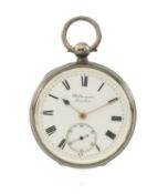 VICTORIAN SILVER KEYWIND POCKET WATCH, J.W. Benson, London 1898, lever movement, white enamel