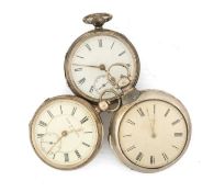 THREE SILVER POCKET WATCHES, 1. pair cased watch, London 1802, verge fusee movement signed and