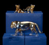 SWAROVSKI CRYSYAL 'ENDANGERED WILDLIFE' TIGERS, 2010 annual edition Tiger, model 1003148, together